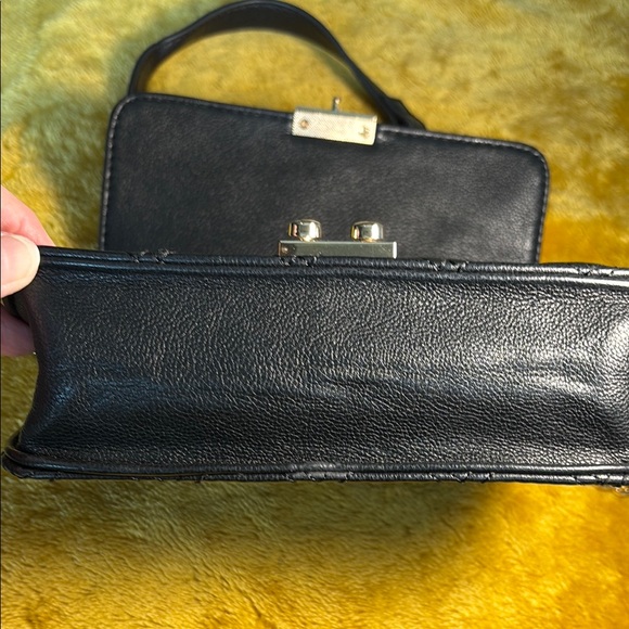 Black and Gold Quilted Crossbody Bag with Chain Strap - Picture 7 of 7